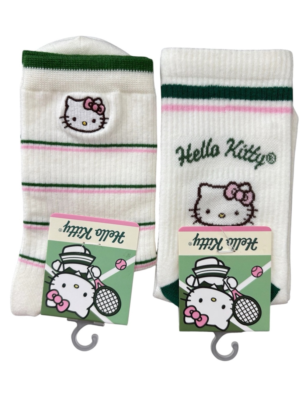 NWT Sanrio Miniso Hello Kitty Tennis Club Embroidered Crew Socks 2 Pair